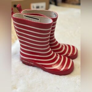 Polarn O Pyret Kids Red Striped Rain Boots, 32 or us 1